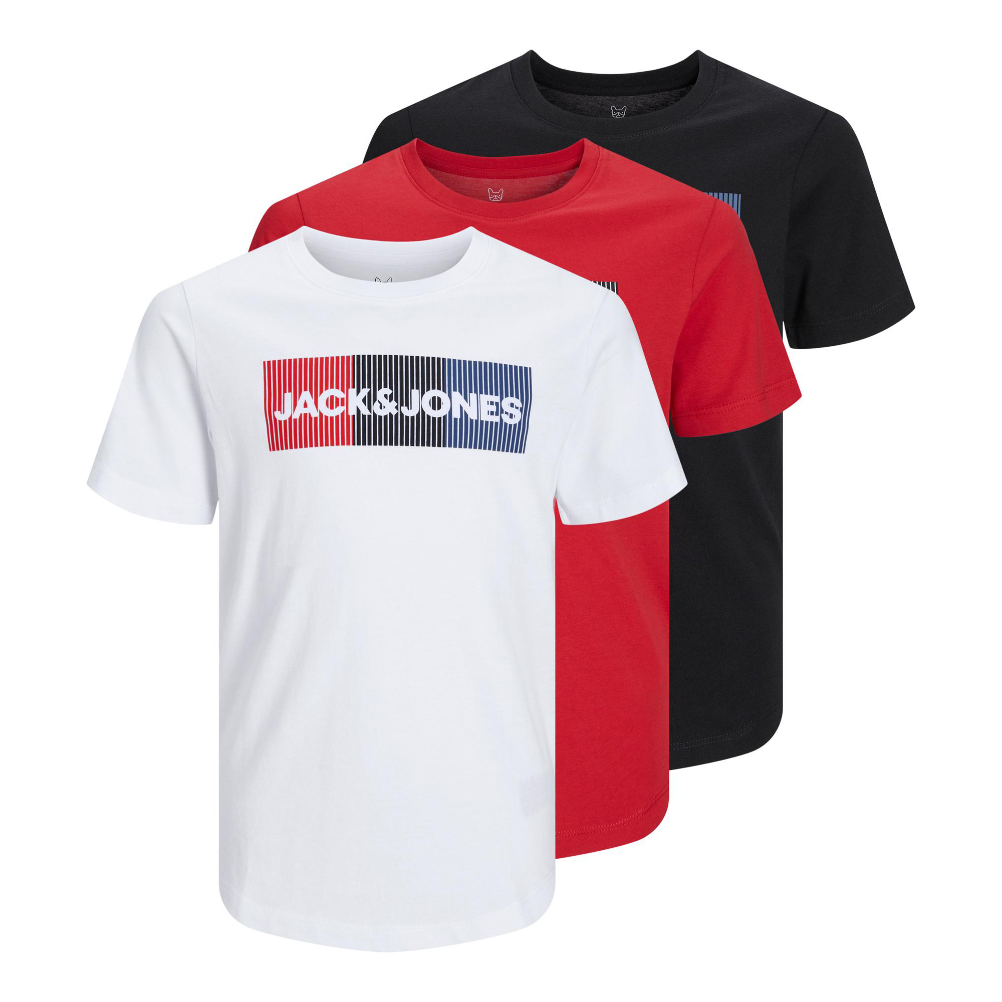 JACK & JONES JUNIOR t shirt set van 3 wit/zwart/rood online kopen